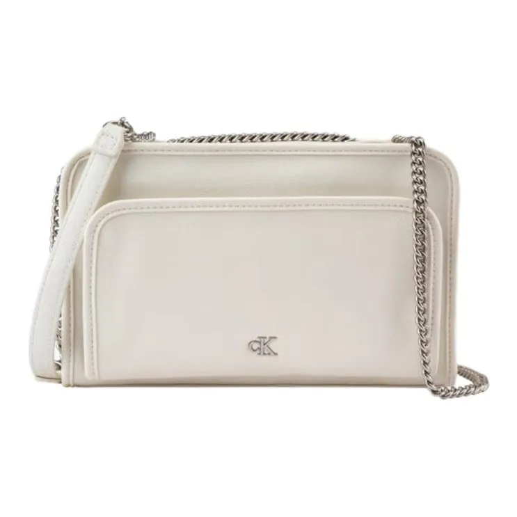 CALVIN KLEIN Synthetic Material Camera Bag, Crossbody Bag, Shoulder Bag Medium Size Women's Cow Ivory