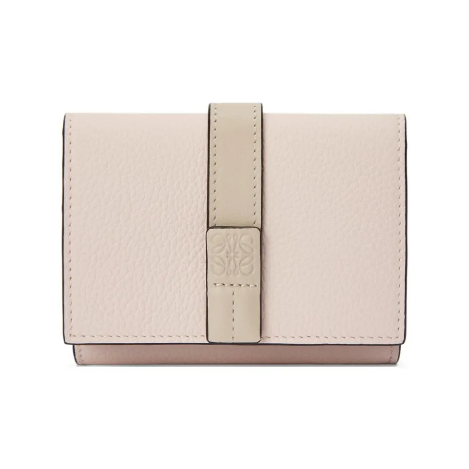 LOEWE Grained Calfskin Wallet Women's Sandalwood Pink With Light Oatmeal