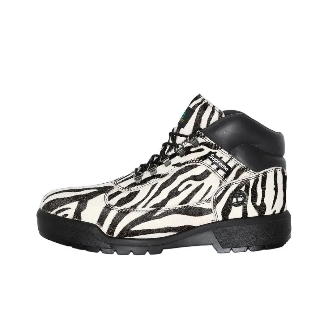 Supreme x Timberland Field Boots Ankle Boots Men's Black White