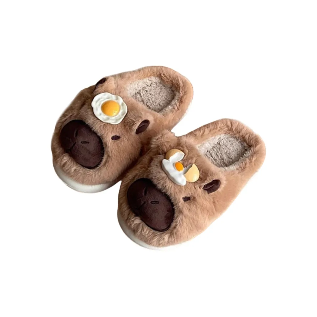 Meter Ugly Cute Bear Closed Toe Slippers For Women's Fall And Winter Comfortable Soft Sole Thickened Warm Home Slippers