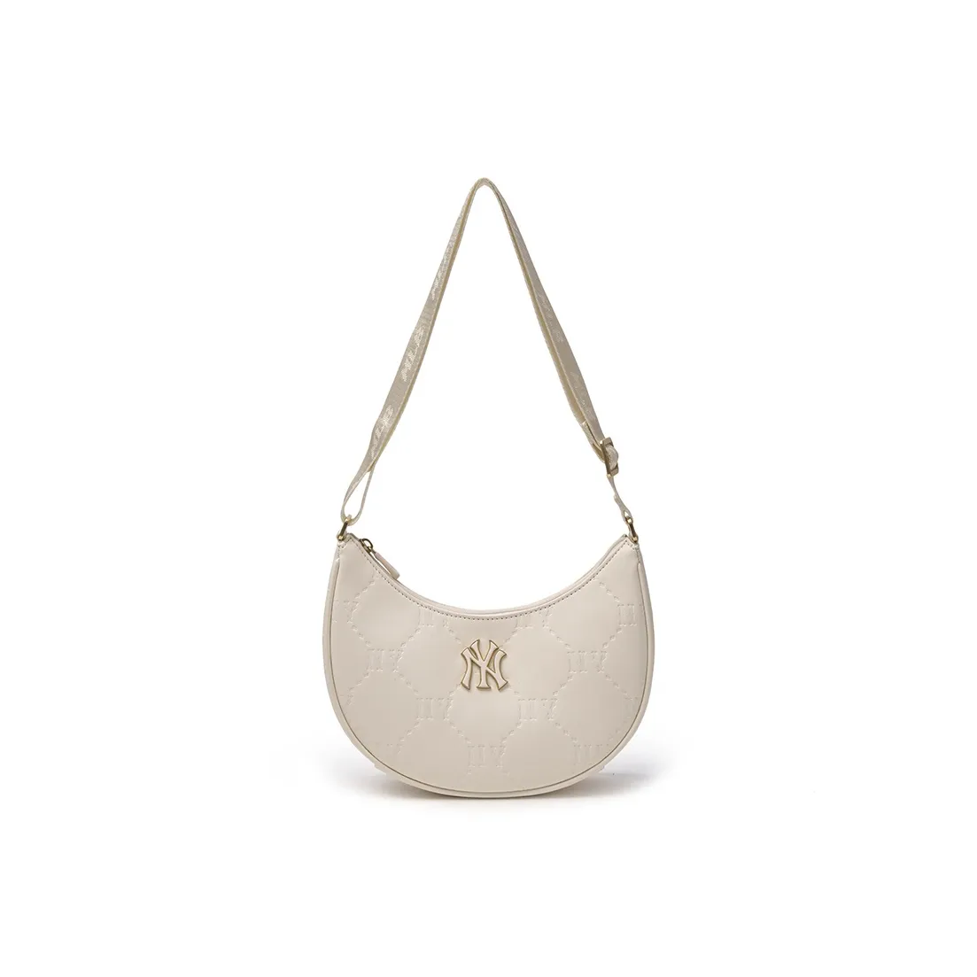 MLB Solid Color One Shoulder Handbag, Crossbody Bag Women's Silver/Ivory