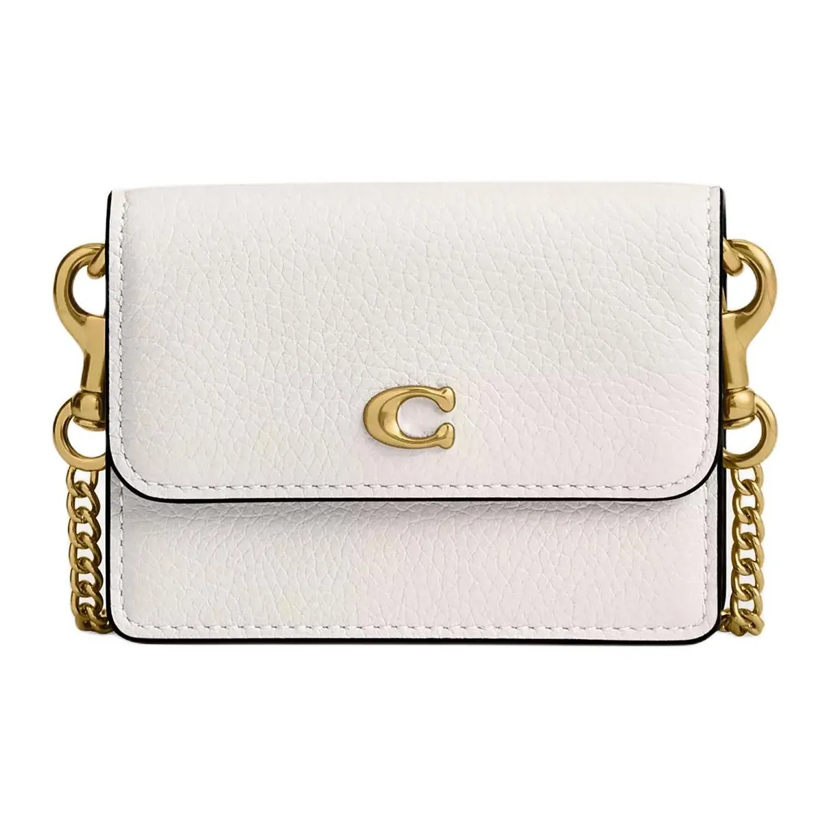 COACH Flap Card Case Кожа Сумка через плечо Мини Женские Экрю