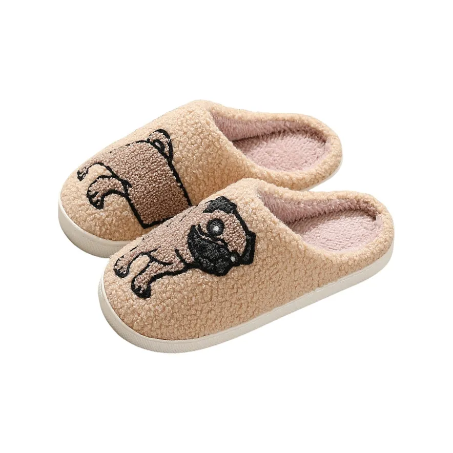 Meter Fall And Winter Women's Cute Cartoon Dog Cotton Slippers Home Indoor Slip Resistant Cotton Slipper Shoes