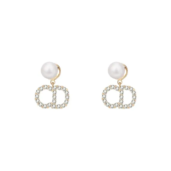 Серьги Peach Tea Жемчужный Медный с Цирконием Женские