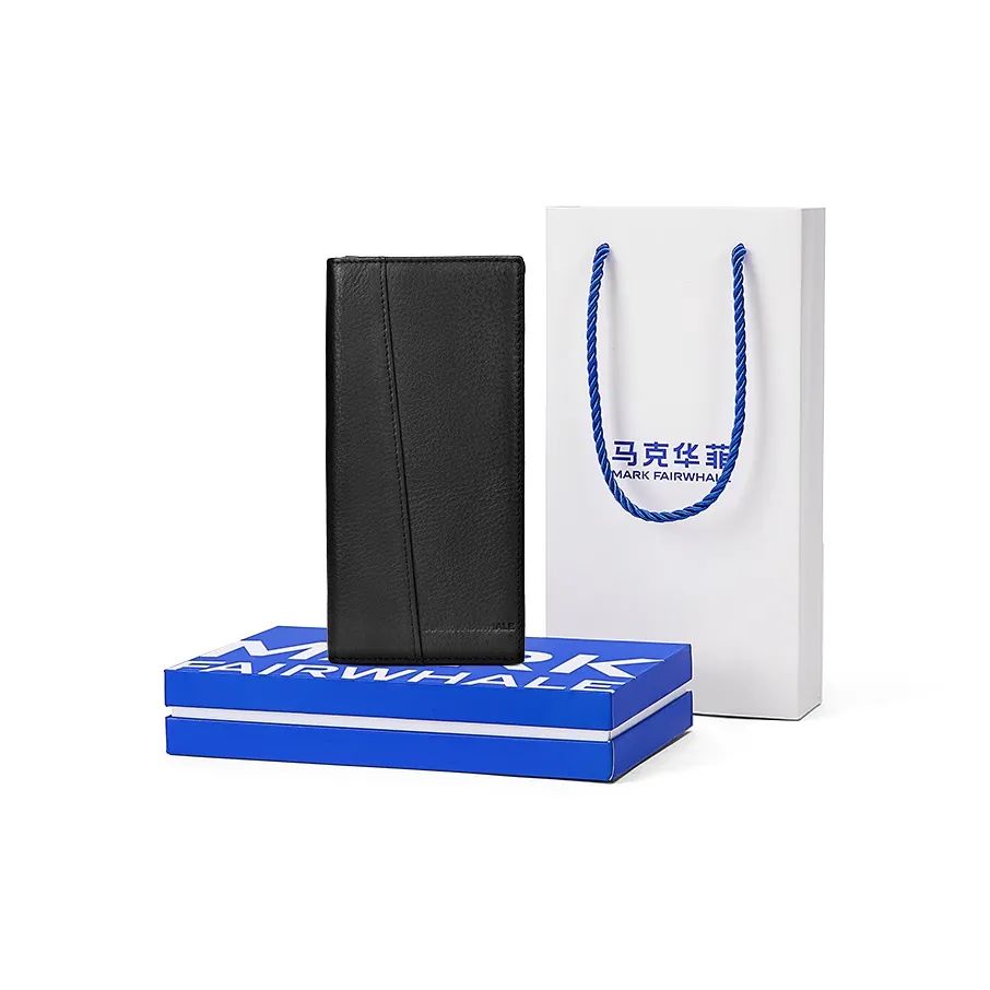 FAIRWHALE Кошелек из коровьей кожи держатель для карт кошелек для монет большой мужской черный