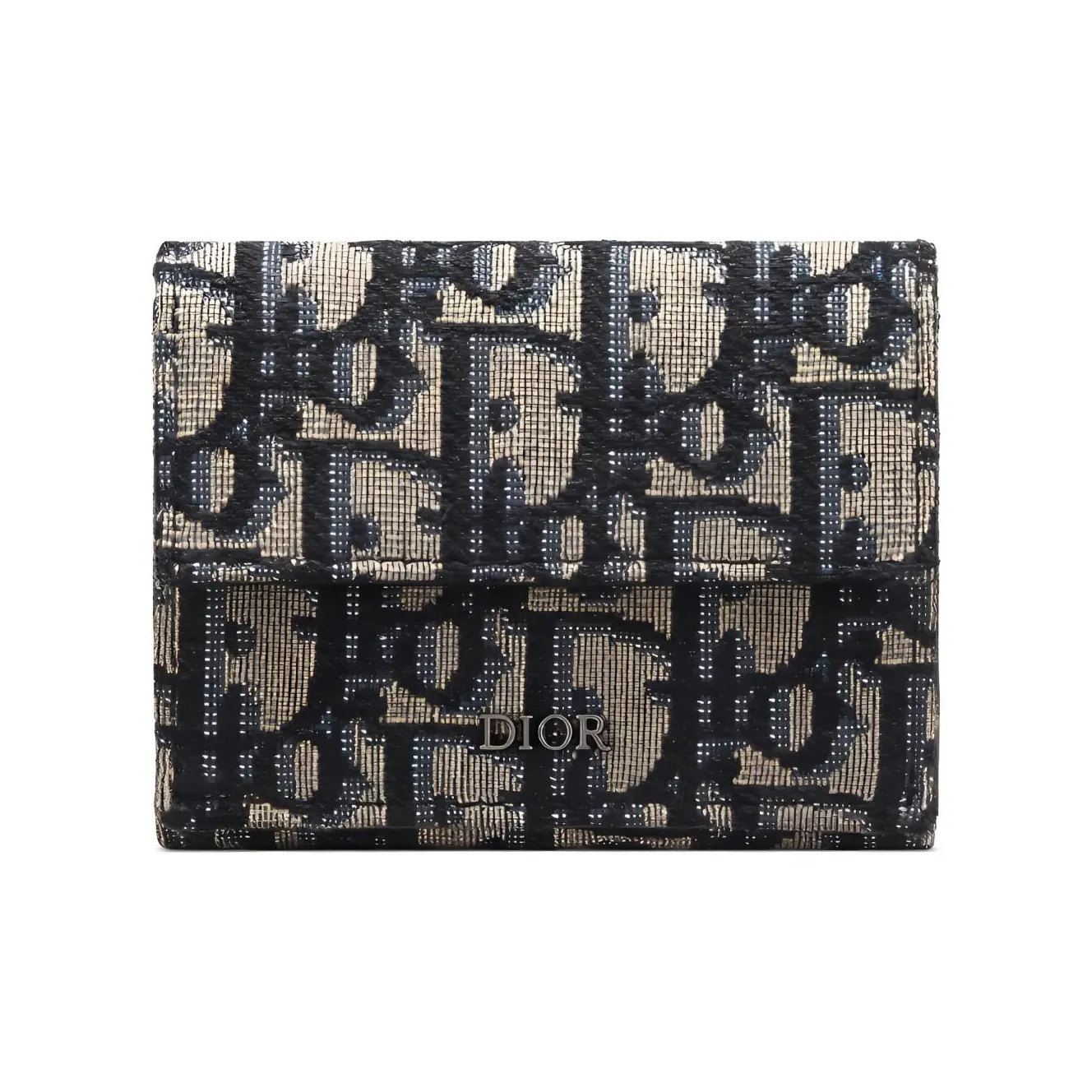DIOR Cow Leather Card Holder, Wallet Women's Beige/Black