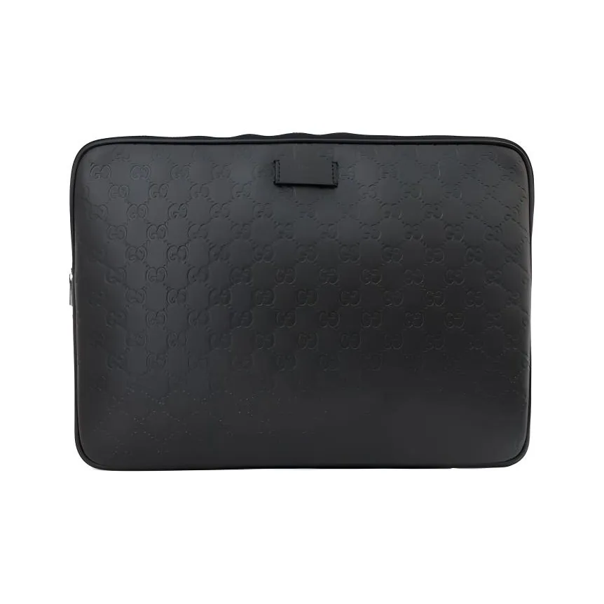 GUCCI Leather Laptop Briefcase Men's Black