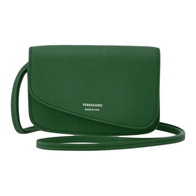 FERRAGAMO Cow Leather Crossbody Bag, Shoulder Bag Men's Forest Green