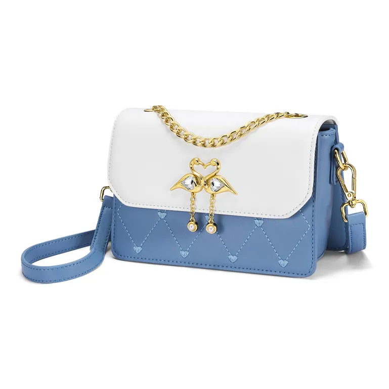 MOONDEMIMA Сумка через плечо из синтетической кожи женская синяя с белым зеленая с белым розовая с белым экрю