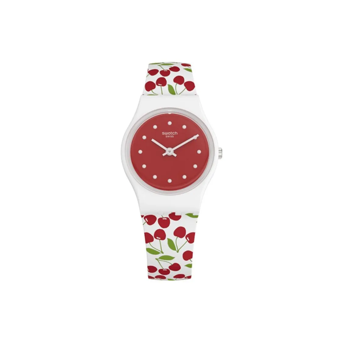 Swatch Quartz Механизм Женские часы 25 мм Красный циферблат Часы Пластиковый корпус Часы Силиконовый ремешок