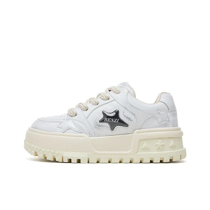 BENZI Skateboard Shoes Women's Low Top White/Beige Polished