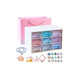 아이스 블루 버전: 9-그리드 수납 캐비닛-888 Mabe 진주/색상 원형 구슬+Deluxe Tool Kit