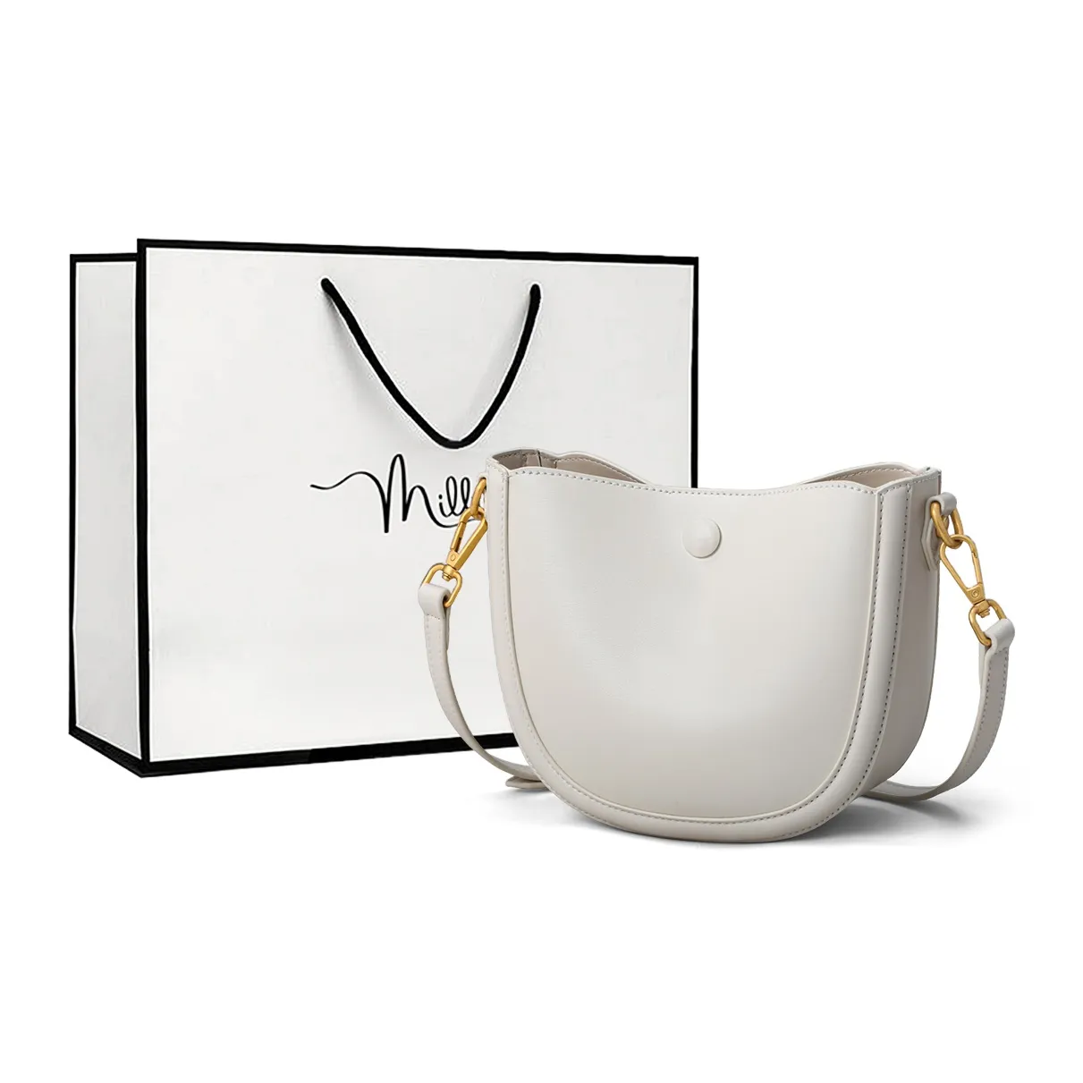 MILLIE'S Корова Кожа с Синтетической Кожей Подмышка Сумка через плечо Сумка на плечо Седло Сумка Маленькая Женская Экрю