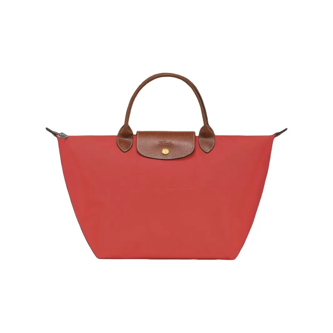 LONGCHAMP Recycled Canvas Tote Bag, Shopping Bag, Handbag Medium Size Women's Tomato Red