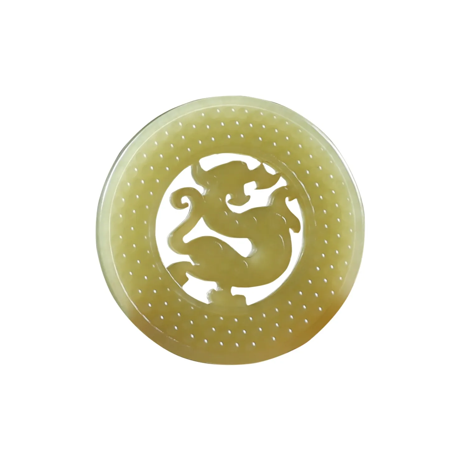 Renyu Jewelry Hetian Jade Chinese Zodiac Dragon Pendant Yellow Jade Unisex