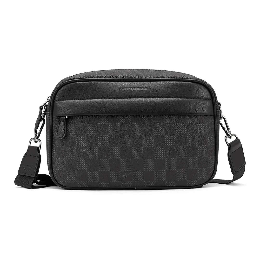 FAIRWHALE Synthetic Leather Small Square Bag, Shoulder Bag, Crossbody Bag Regular Men's Black