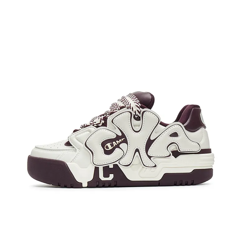 Champion Buckle Fun COCO Skate Low Top Скейтборд Кроссовки Мужской Молочный Белый Бордовый