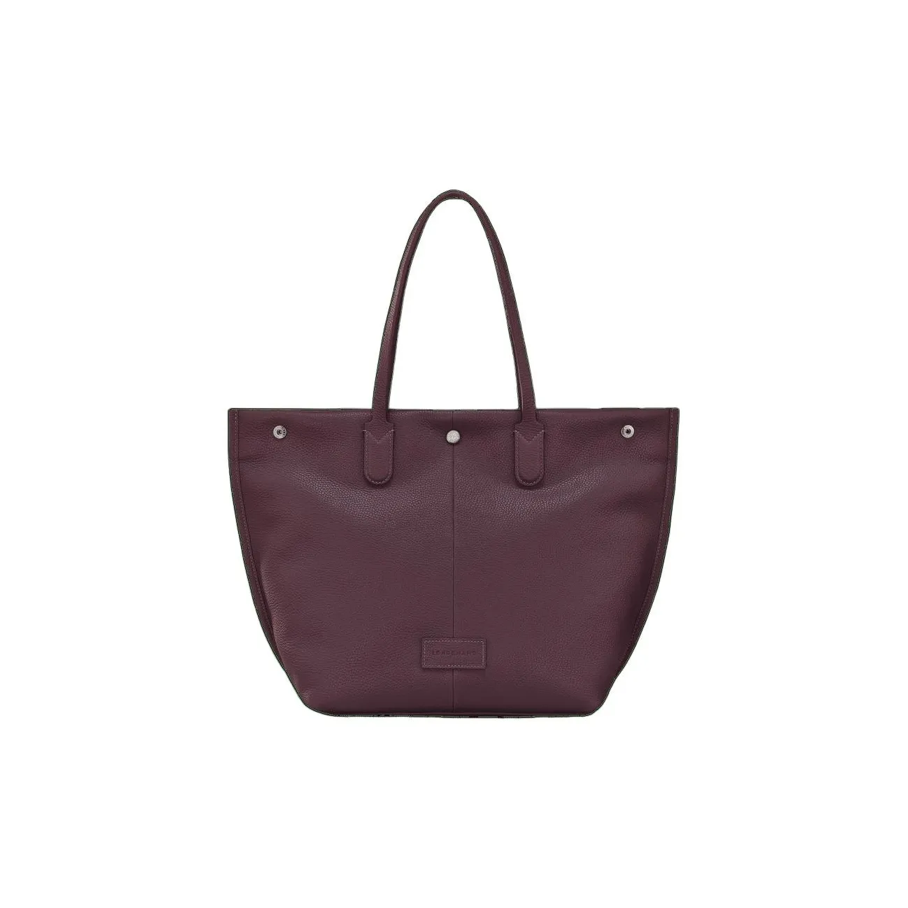 LONGCHAMP Grained Calfskin Tote Bag, Shopping Bag, Shoulder Bag, Handbag Large Size Women's Dark Purple