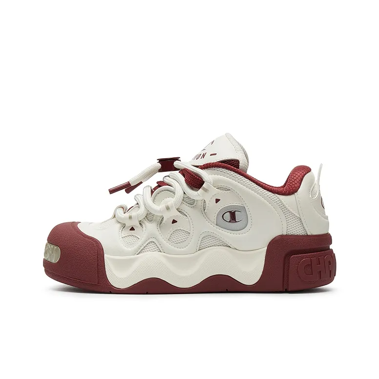 Champion С наполнителем Пончик Низкие Кроссовки для скейтбординга Мужские Молочно-белый Командно-красный