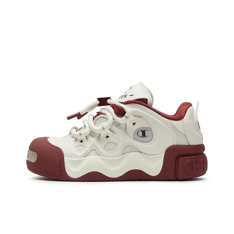 Champion С наполнителем Пончик Низкие Кроссовки для скейтбординга Женские Молочно-белый Командно-красный