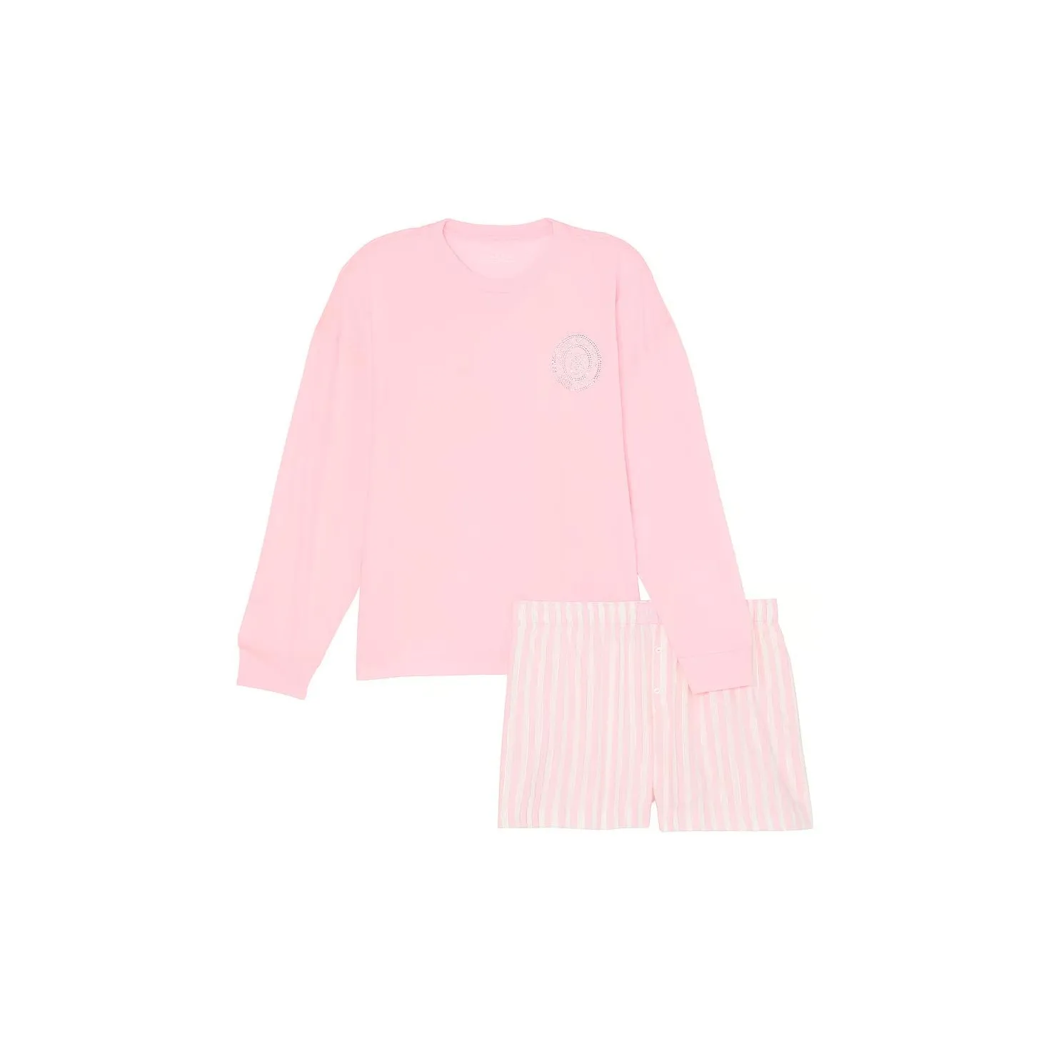 Victoria's Secret Фланель Длинный Рукав Короткий Танк Топ Jama Комплект Stripe Пижамный Комплект Женские Розовый