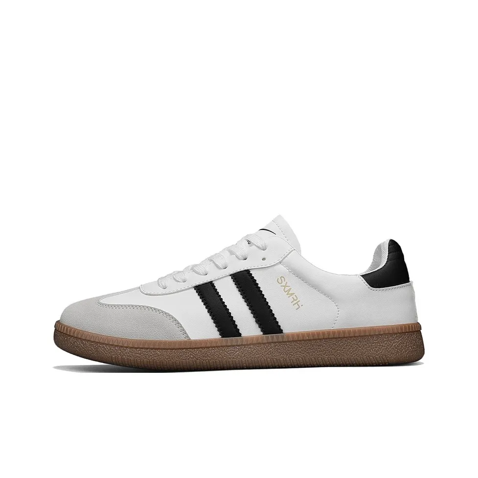 Binary Abrasion Resistant Lightweight Slip Resistant Low Top Skateboard Shoes Men's White Gray