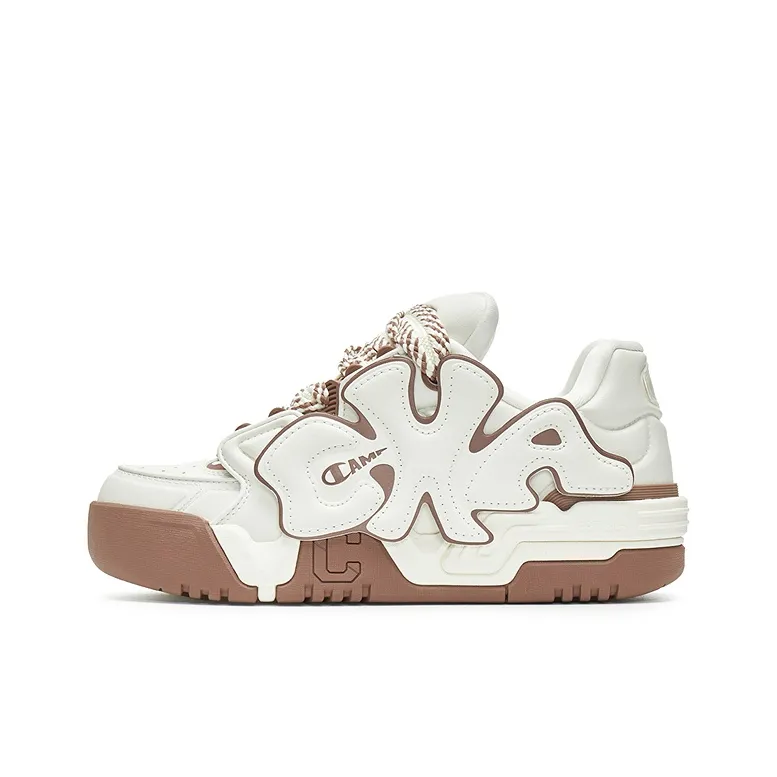 Champion Buckle Fun COCO Skate Low Top Скейтборд Кроссовки Женские Молочный Белый Жареный Миндаль Коричневый