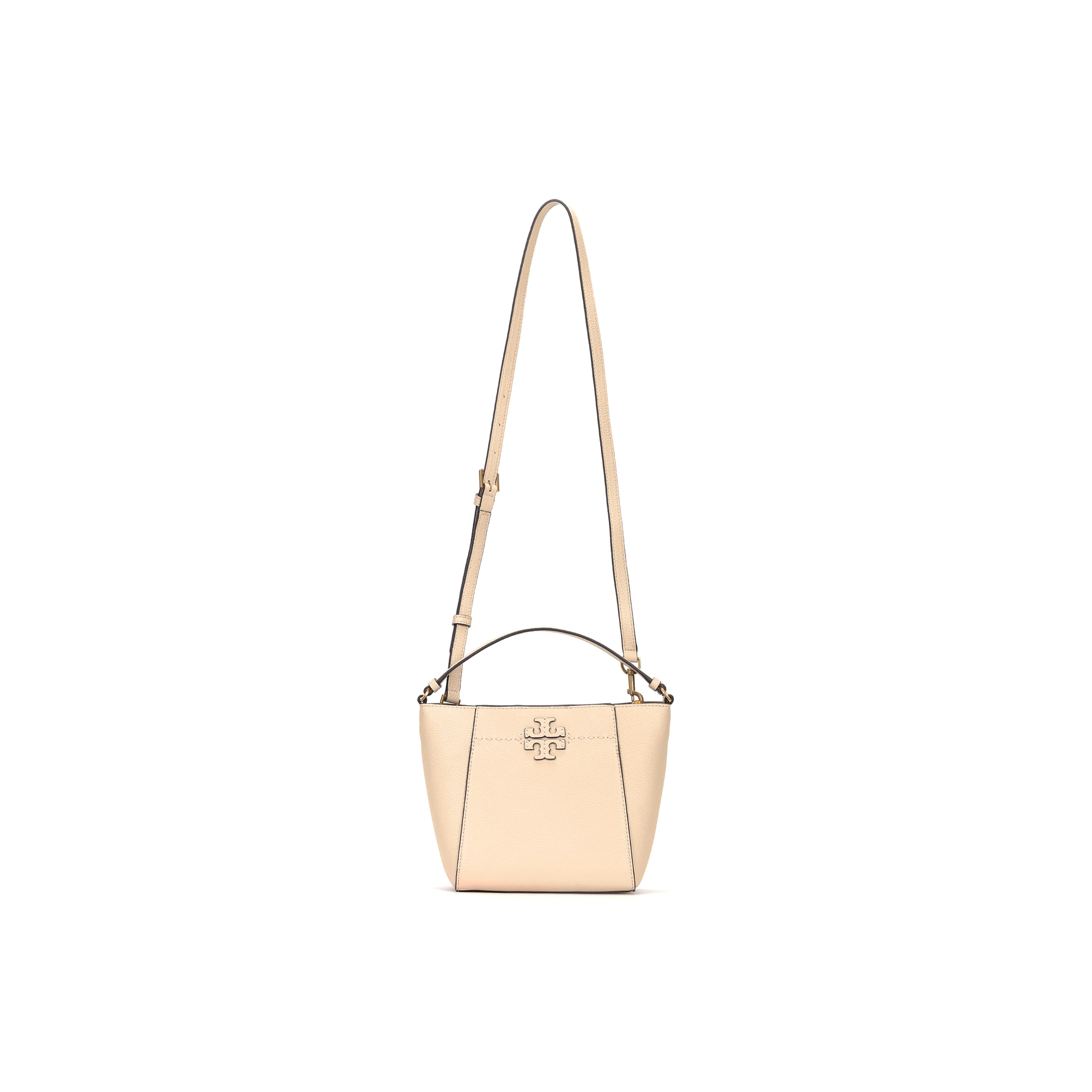 TORY BURCH McGraw Litchi Grain Leather Bucket Bags Crossbody One Shoulder Handbags Women's Ecru