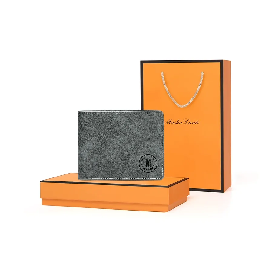 MashaLanti Synthetic Leather Card Holder, Wallet Regular Men's Smoke Gray