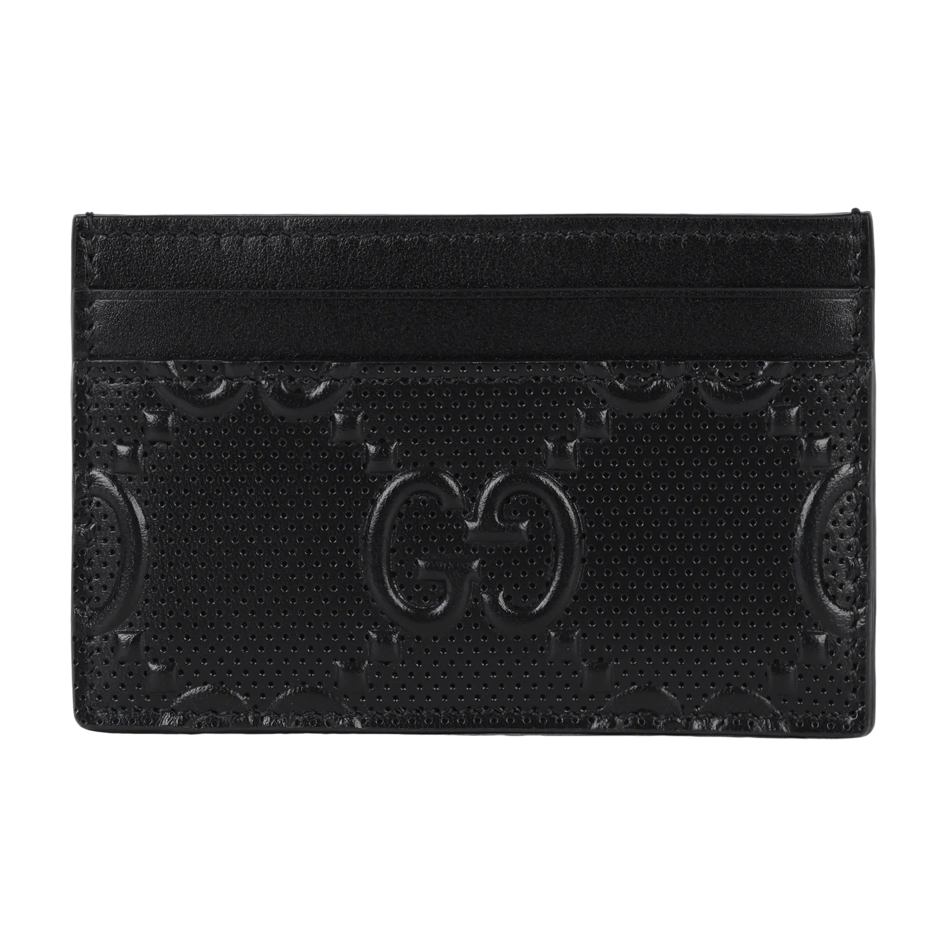 GUCCI Cow Leather Card Holder Card Holder Men's Black