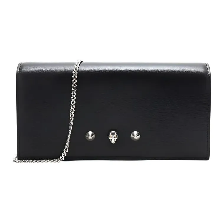 Alexander McQueen Leather Chain Wallet, Shoulder Bag, Crossbody Bag Women's Black