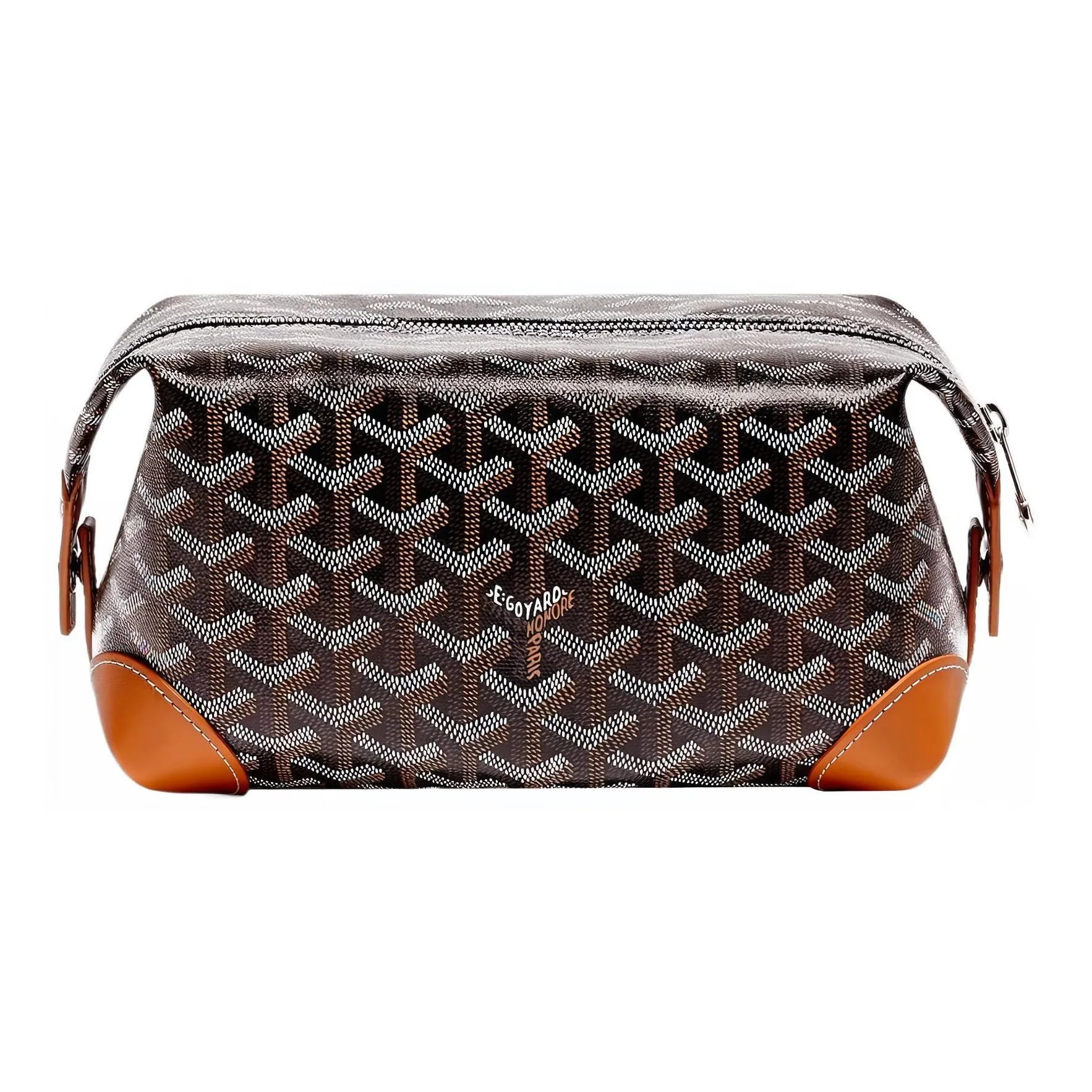 GOYARD Canvas With Heifer Skin Travel Bag Toiletry Bag Unisex Black/Tan