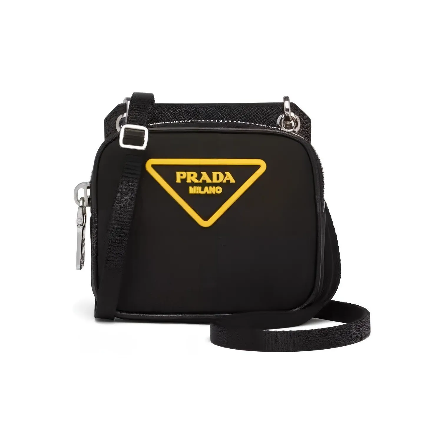 PRADA Saffiano Leather Trim Shoulder Bag, Crossbody Bag Men's Black