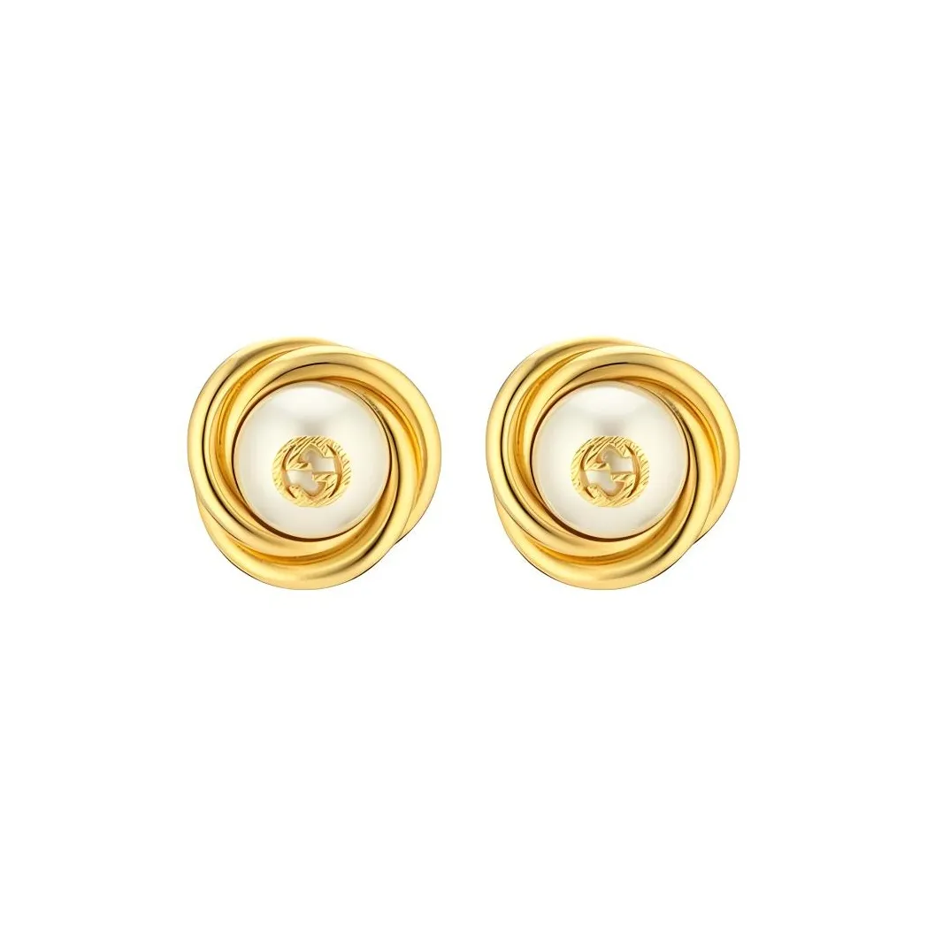 GUCCI Pearl Earrings Women's Gold