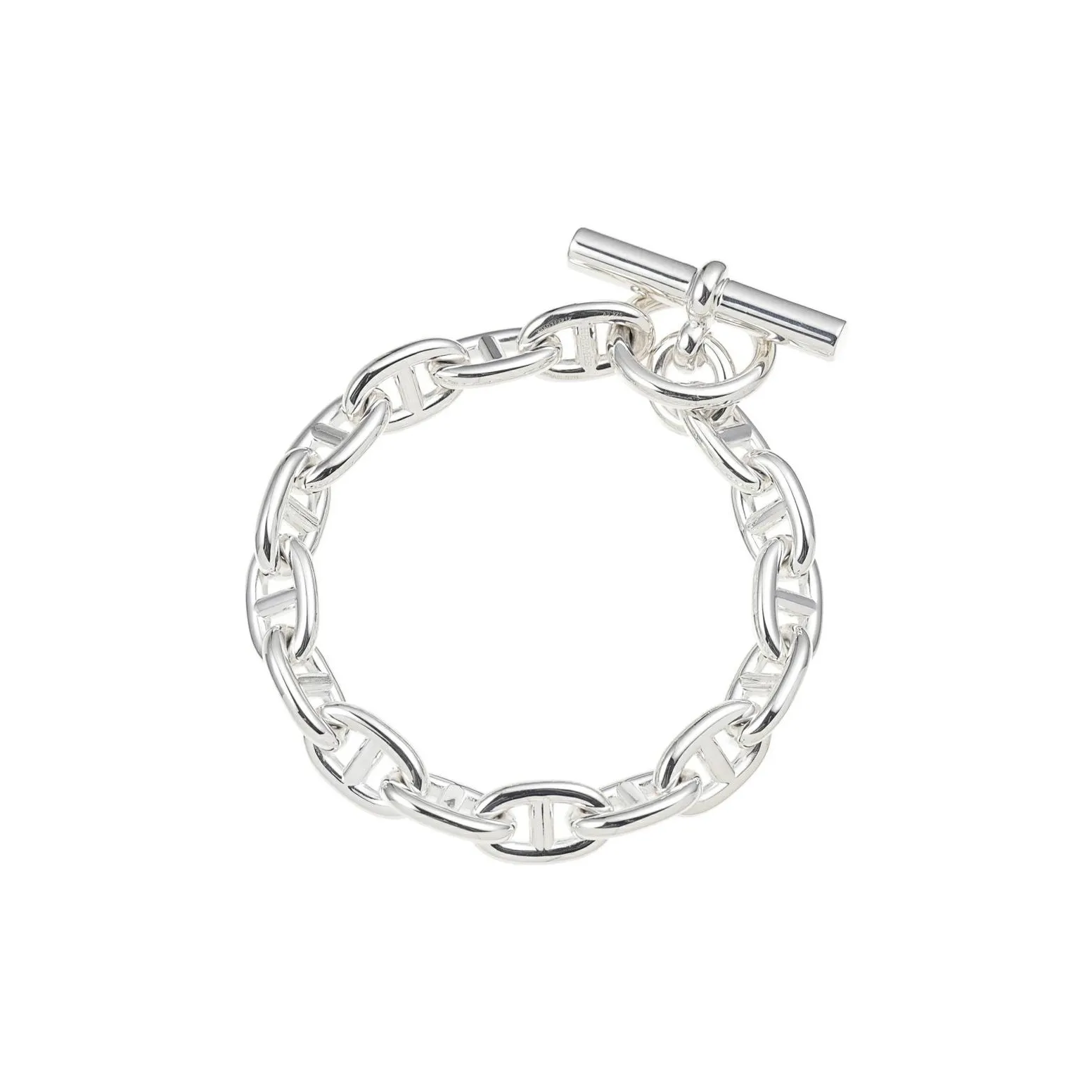 HERMES 925 Sterling Silver Bracelets Men's Silver