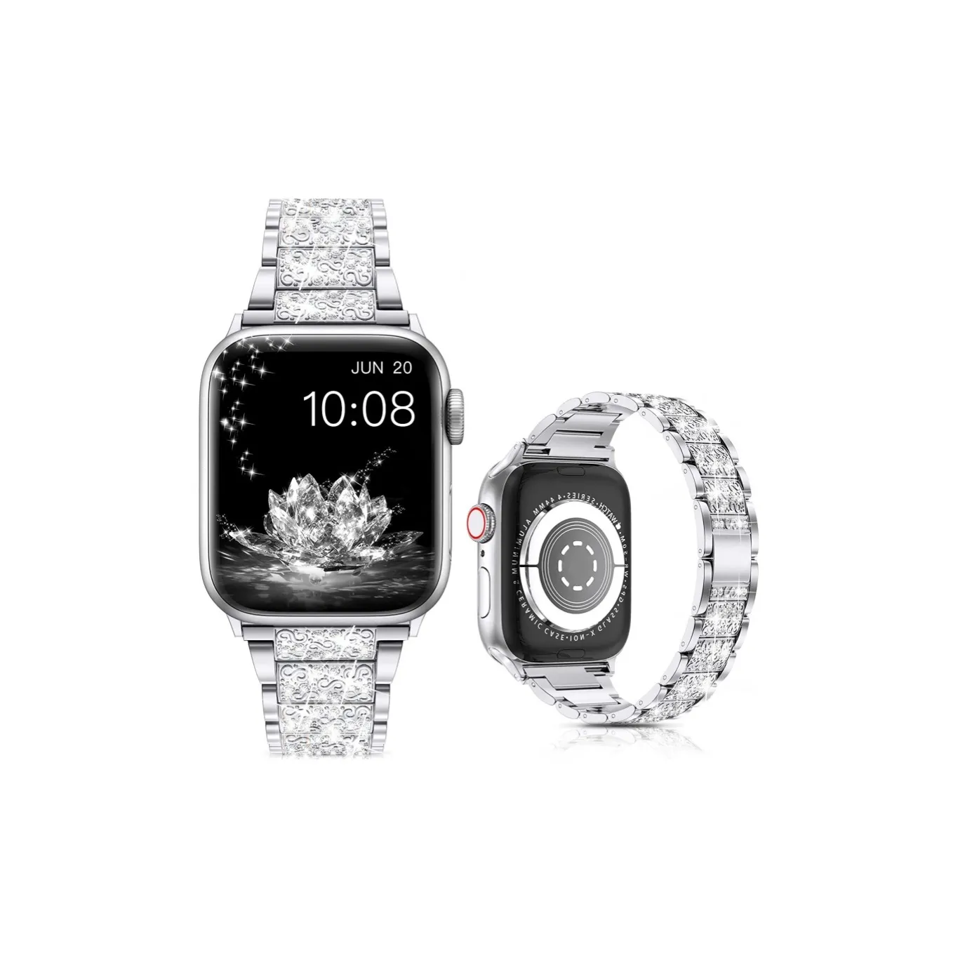 CHRROTA Compatibility Apple Three Bead S10 Rhinestone Embellished Watch Band Applewatch9 1 Full Collection All Strap