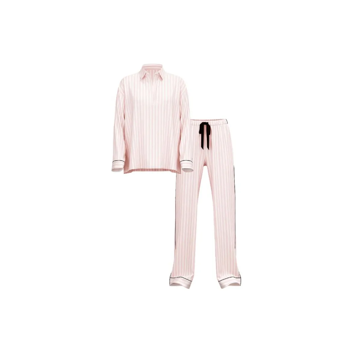 Victoria's Secret Фланель POPOVER Длинный Комплект Пижамы Комплект Пижам в Полоску Женские Розовые Полоски