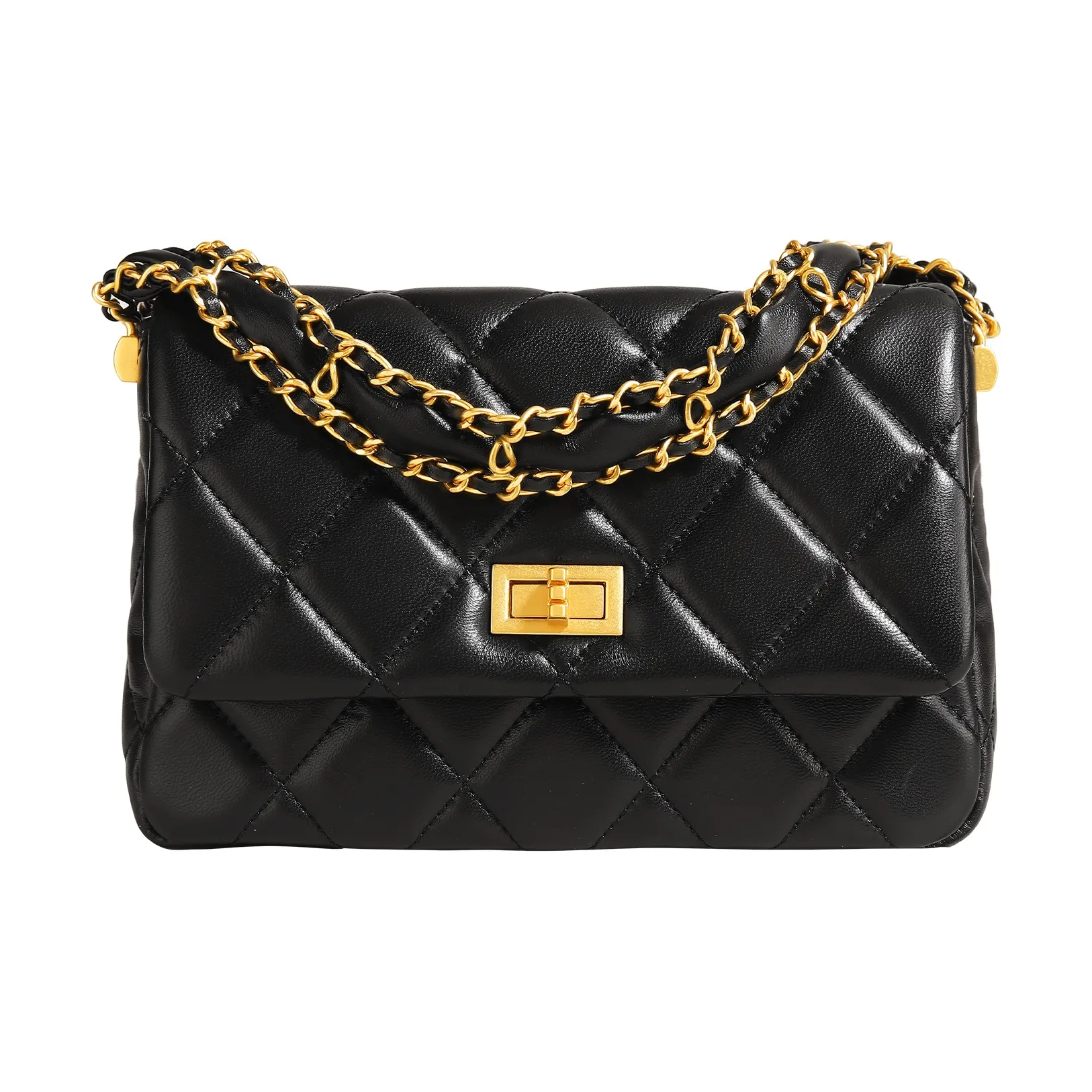 Miao Di Натуральная кожа Овчина Широкая лямка Сумка через плечо Стандартная Женская Обсидиановый черный