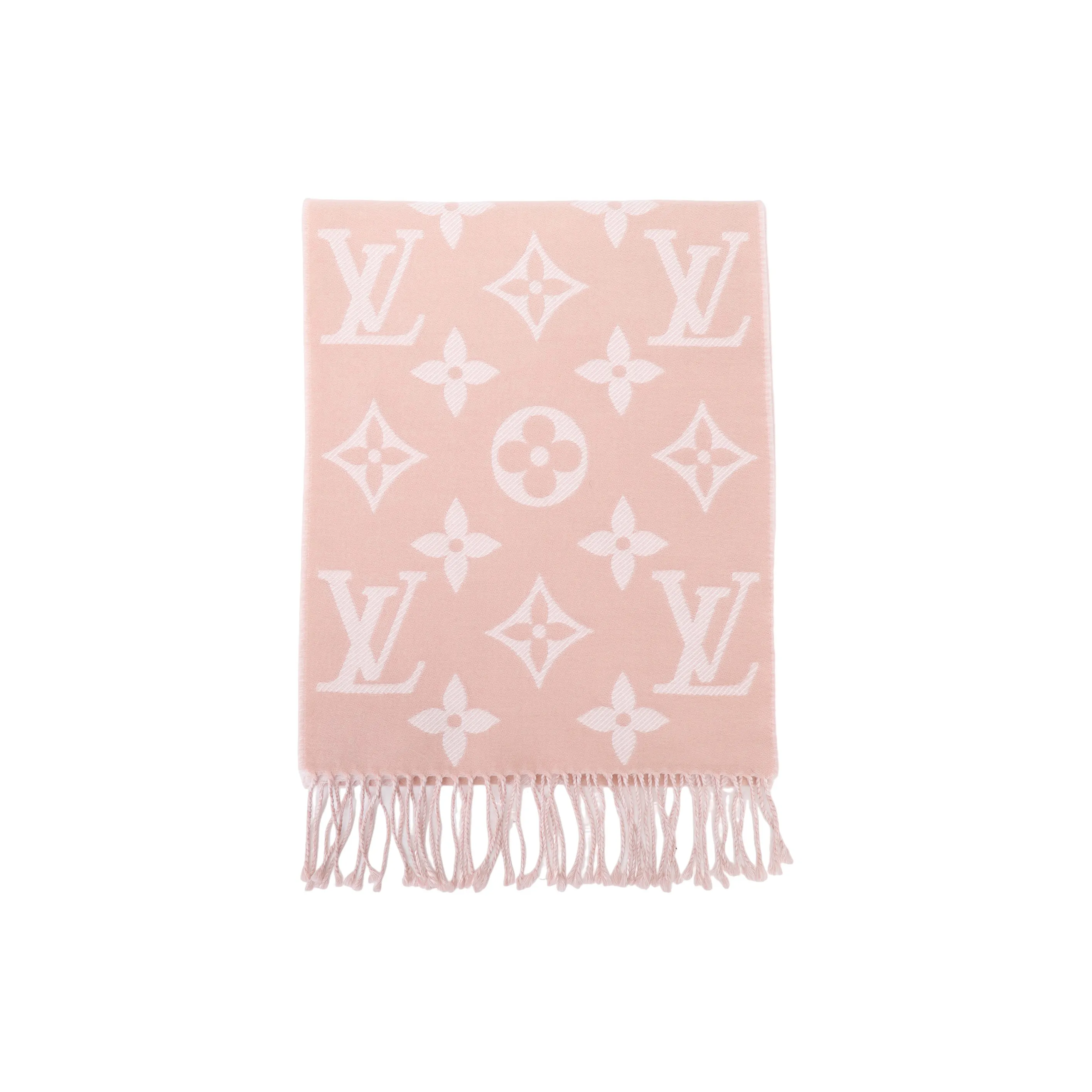 LOUIS VUITTON Wool Knit Scarves Unisex Dried Rose Color