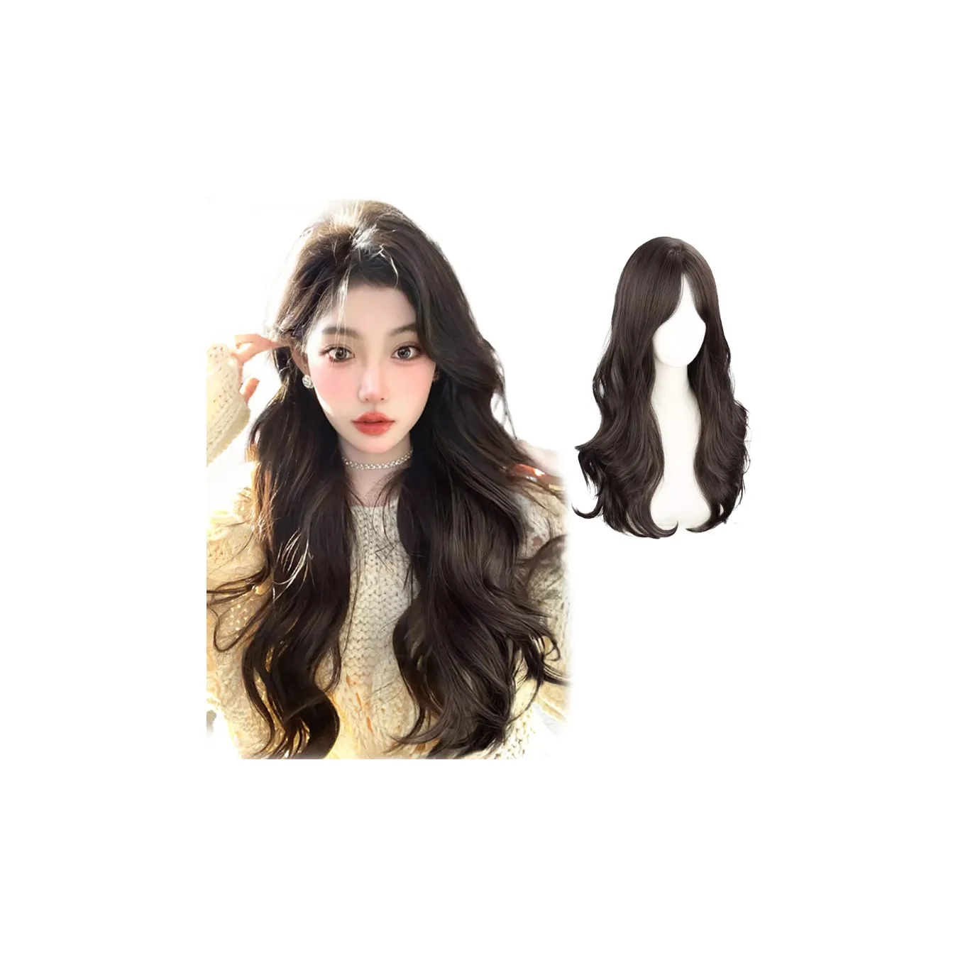 TIANKONGSHU Корейский стиль Атмосферная Длинная Перучка с Крутыми Локонами Полная Перука для Головы
