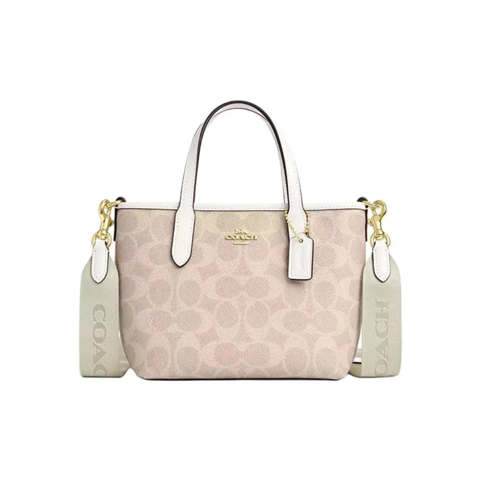 COACH City Coated Canvas Tote Bag, Shopping Bag, Crossbody Bag, One Shoulder Handbag Mini Women's Chalk White