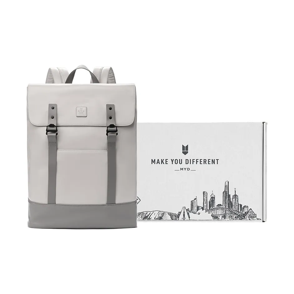 MYD ПУ (полиуретан) Рюкзак для мужчин Компьютерный дорожный рюкзак Средний Унисекс Кокосовая серая