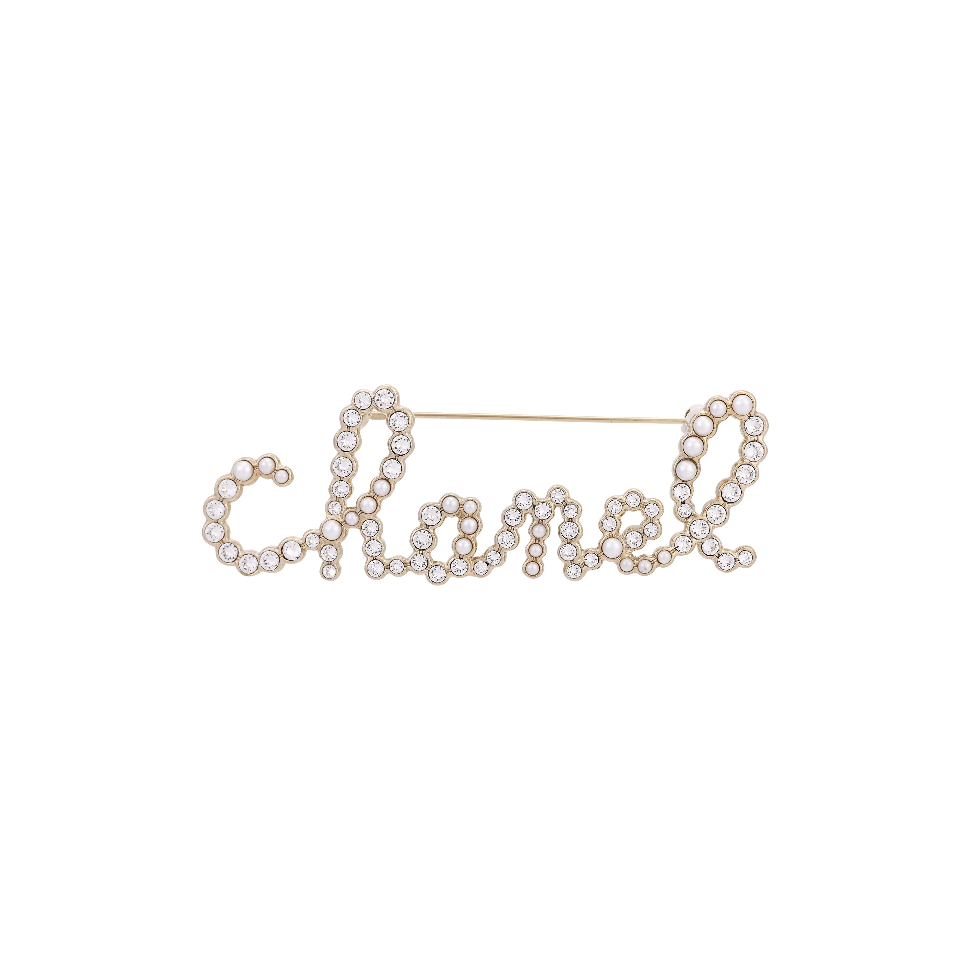 CHANEL 2021 Faux-pearl Logo-lettering Hair Barrette