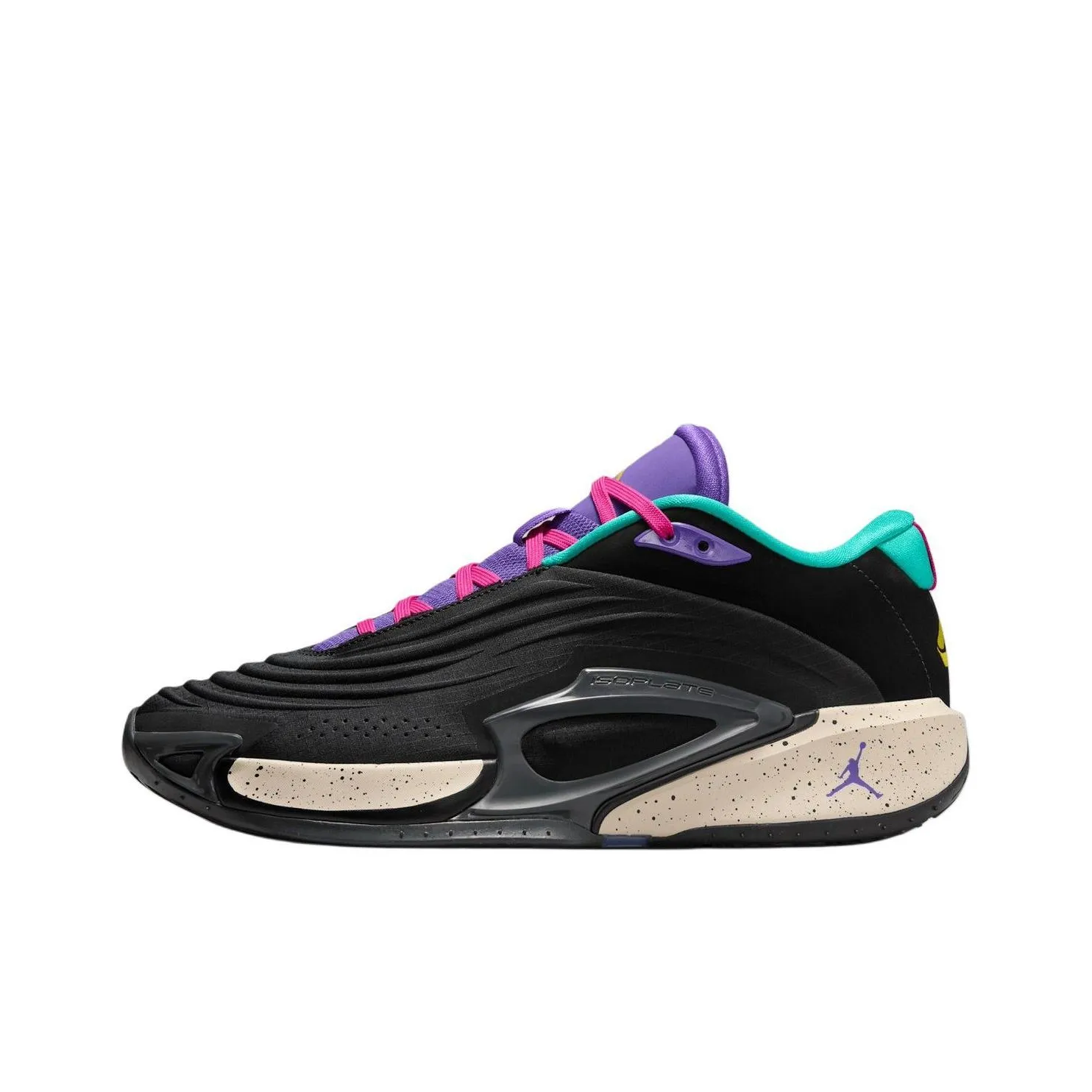 Джордан Luka 3 Нижняя юбка Устойчивая к истиранию Низкий топ Баскетбольные кроссовки Унисекс Черный Фиолетовый