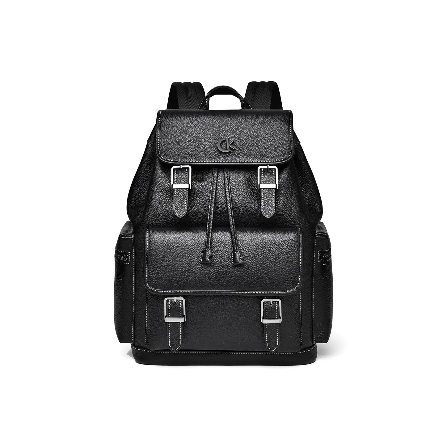 Ceion Keust Top Grain Cow Leather Backpack Men's Black