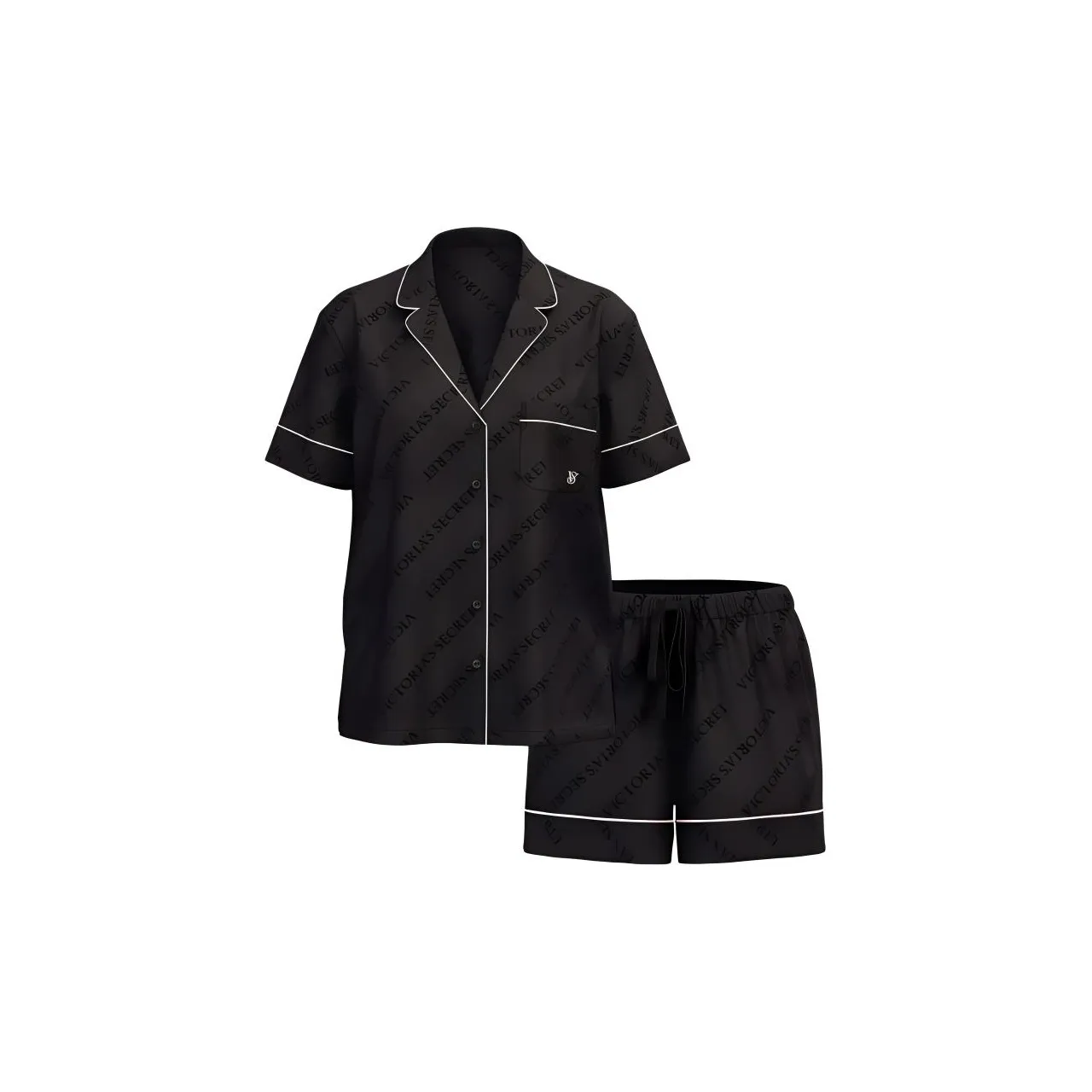 Victoria's Secret Satin Short Pajama Set Черный Pajama Set Женский Черный