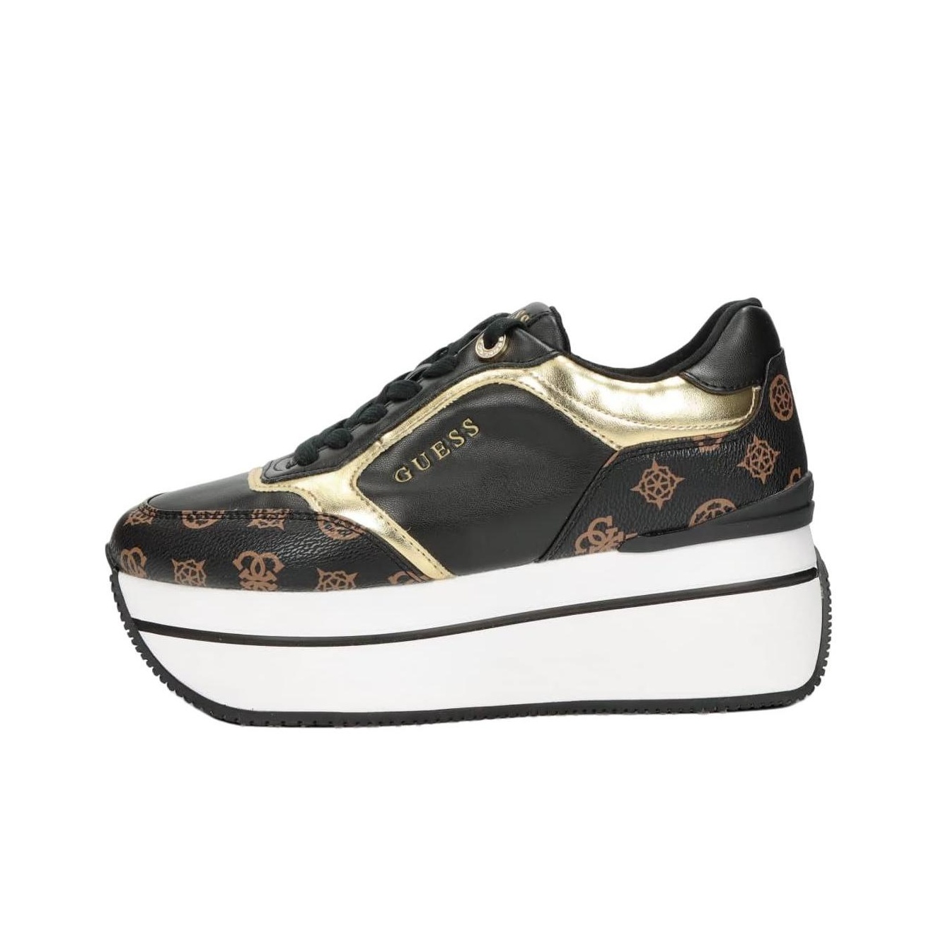 black and gold guess shoes