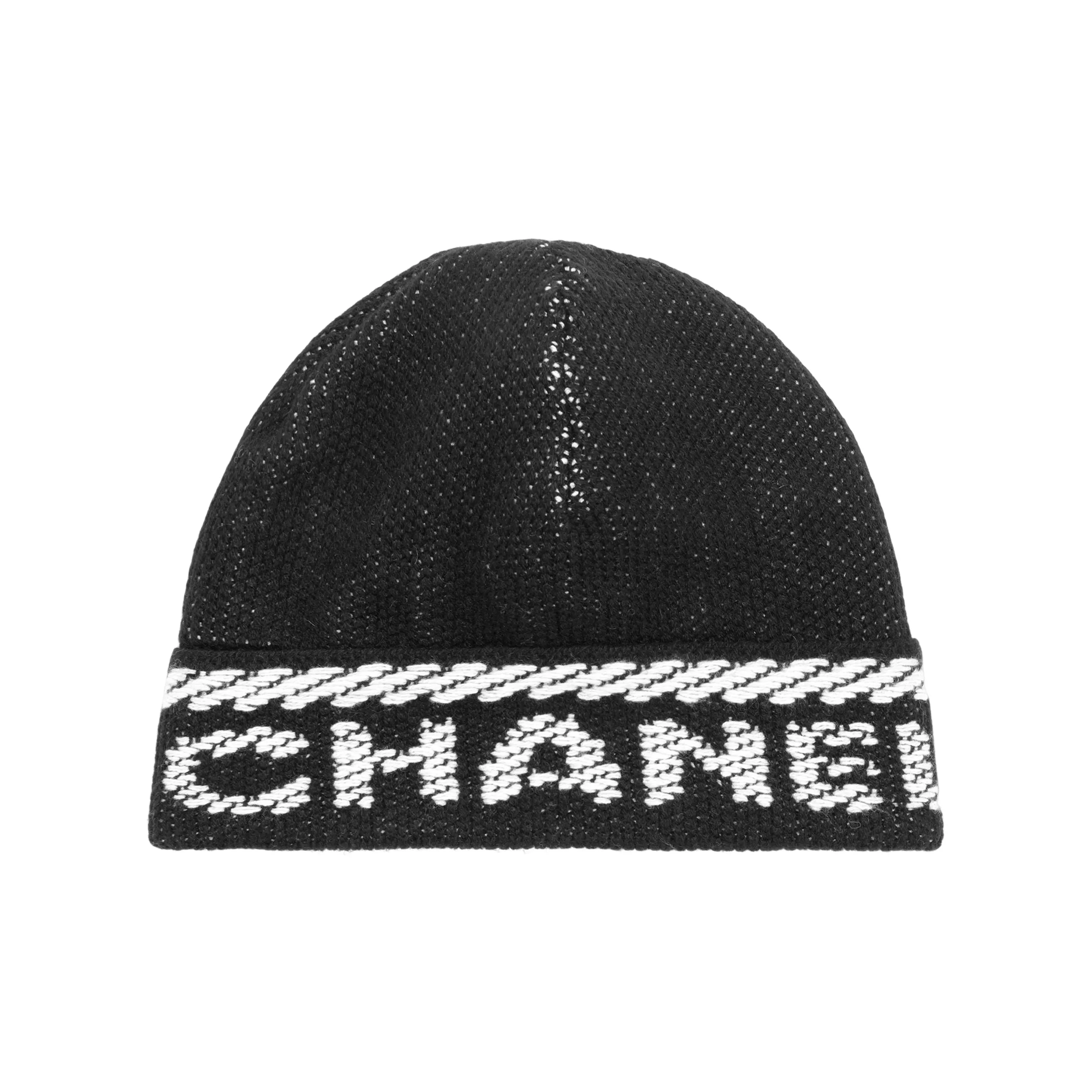 CHANEL 2000s Logo Cashmere Beanie Hat