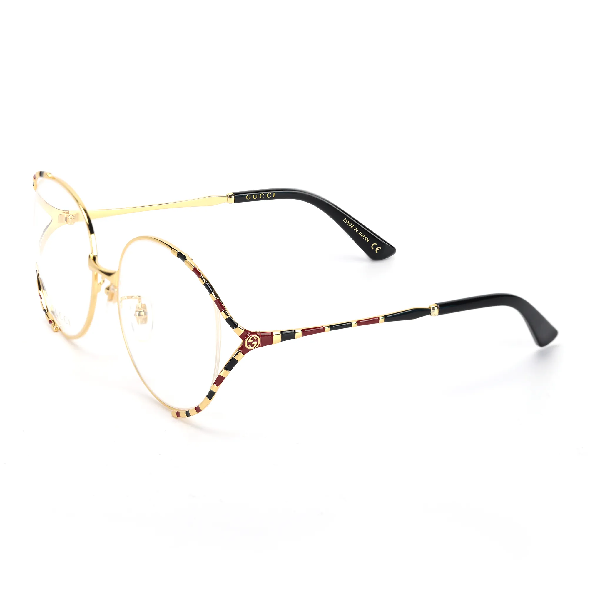GUCCI Plate And Metal Round Eyeglass Frames Women's