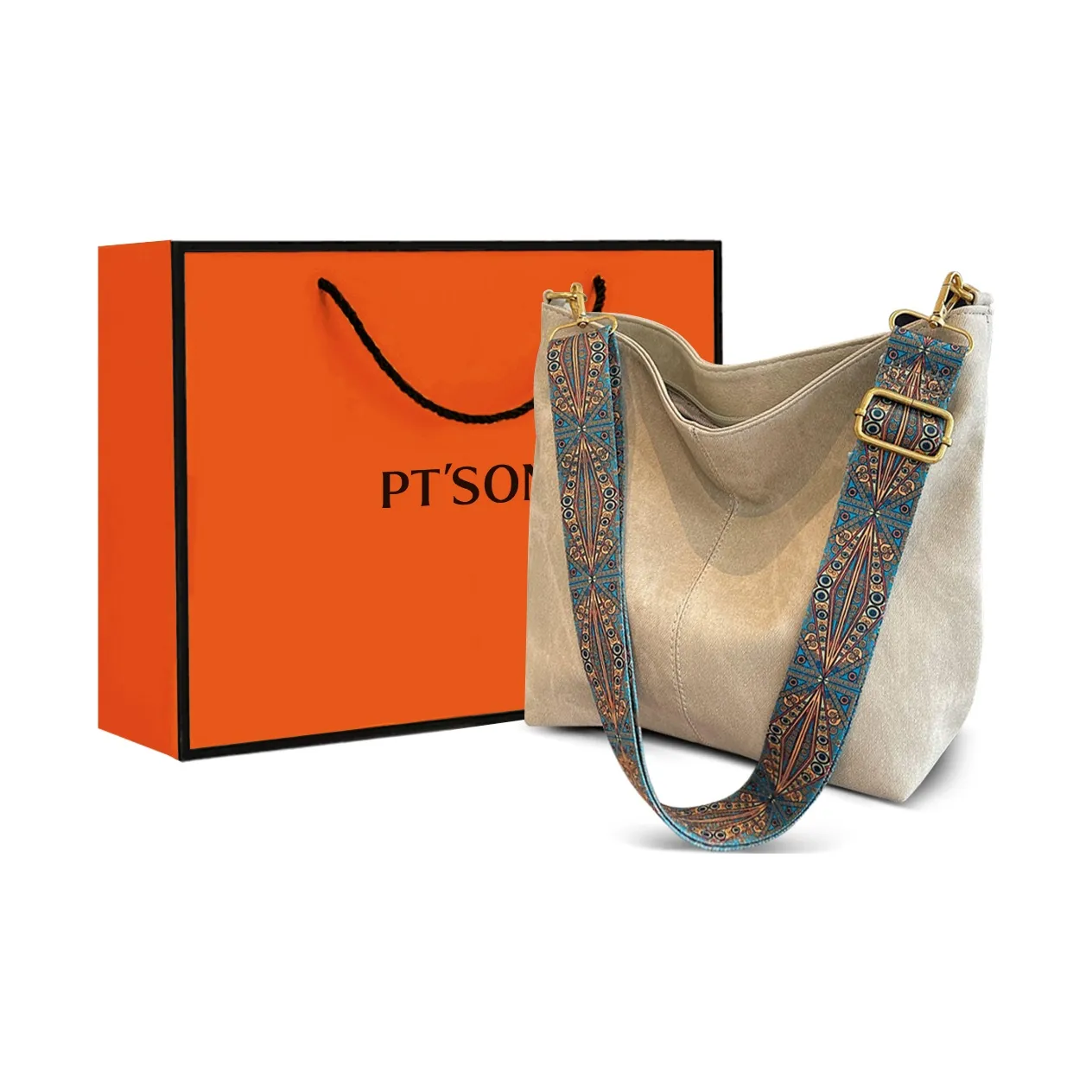 PT'SON ПУ (полиуретан) Сумка-ведро Сумка через плечо Стандартная Женская Экрю